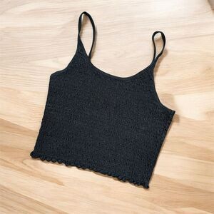 Hollister Cropped Tank Scoop Lettuce Smocked Small Blouse